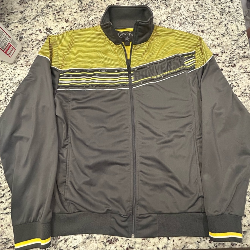 Converse Men's‎ Black and Yellow track Jacket Windbreaker XL Vintage